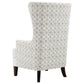 31 Inch Accent Armchair Elegant Wingback Rubberwood Latte Beige Fabric By Casagear Home BM309160