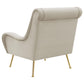 Rik 31 Inch Accent Armchair Metal Legs Velvet Stone Beige and Gold By Casagear Home BM309161