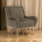 Rik 31 Inch Accent Armchair, Metal Legs, Velvet, Truffle Brown and Gold By Casagear Home