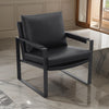 Rosy 28 Inch Accent Armchair, Vegan Faux Leather, Black and Charcoal Finish By Casagear Home