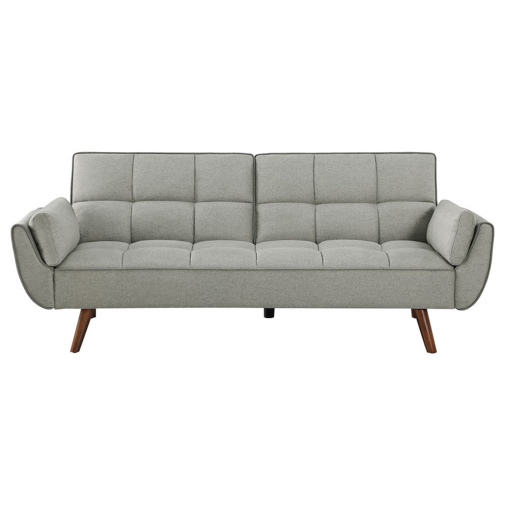 Kori 84 Inch Sofa Futon Bed with Tufted Back Angled Legs Gray Fabric By Casagear Home BM309166