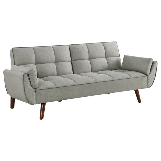 Kori 84 Inch Sofa Futon Bed with Tufted Back, Angled Legs, Gray Fabric By Casagear Home