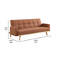 Kori 78 Inch Sofa Futon Bed with Tufted Back Angled Legs Orange Fabric By Casagear Home BM309167