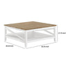 Maise 39 Inch Coffee Table Rustic Wire Brushed Wood Top Brown and White By Casagear Home BM309177