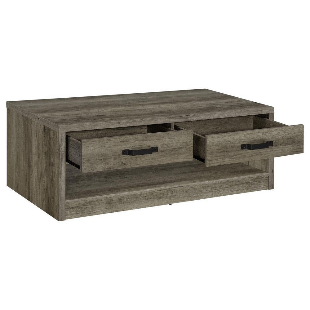 Lix 47 Inch Coffee Table with 1 Drawer MDF Rustic Weathered Gray Finish By Casagear Home BM309182