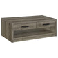 Lix 47 Inch Coffee Table with 1 Drawer MDF Rustic Weathered Gray Finish By Casagear Home BM309182