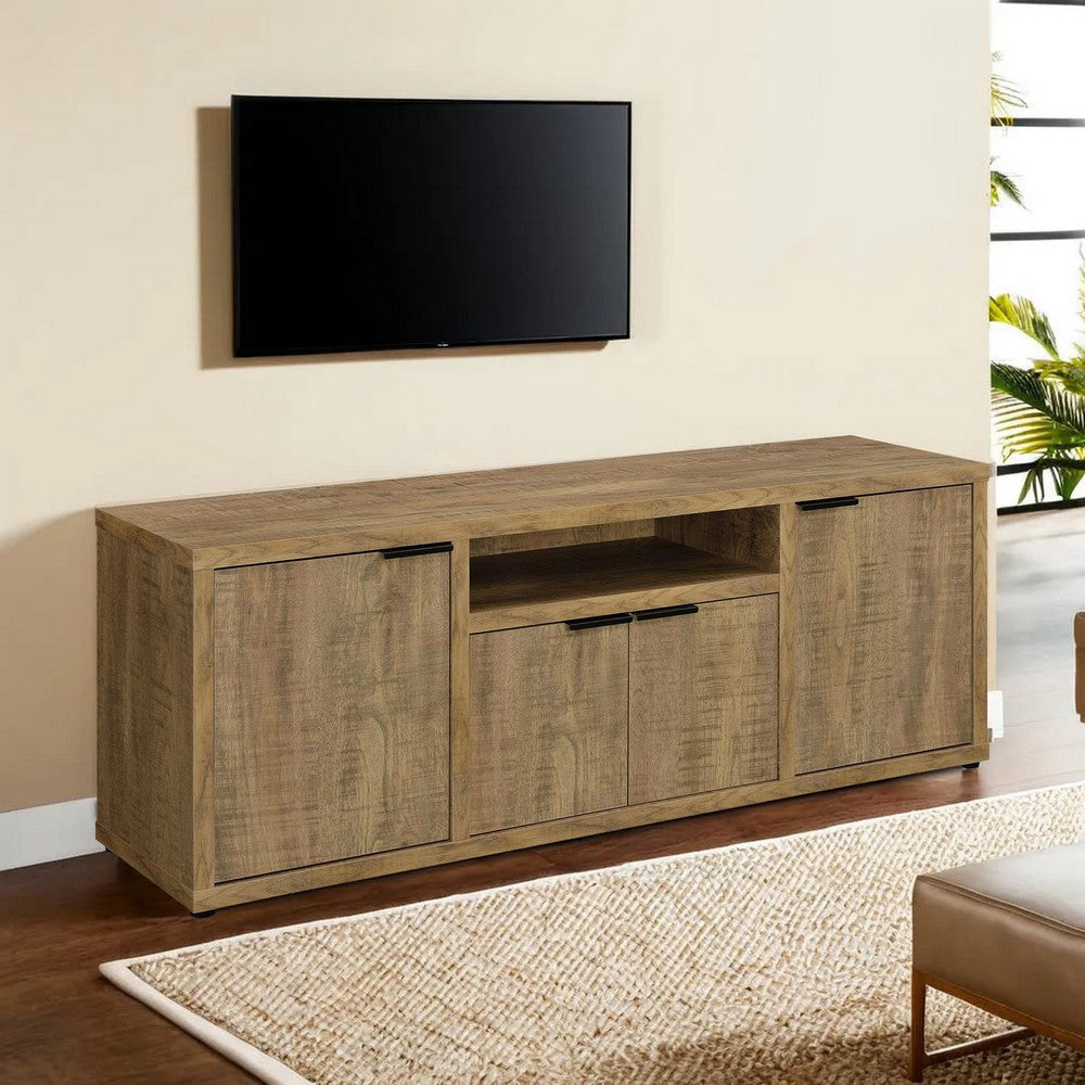 Tag 60 Inch TV Media Entertainment Console 4 Cabinets MDF Mango Brown By Casagear Home BM309184