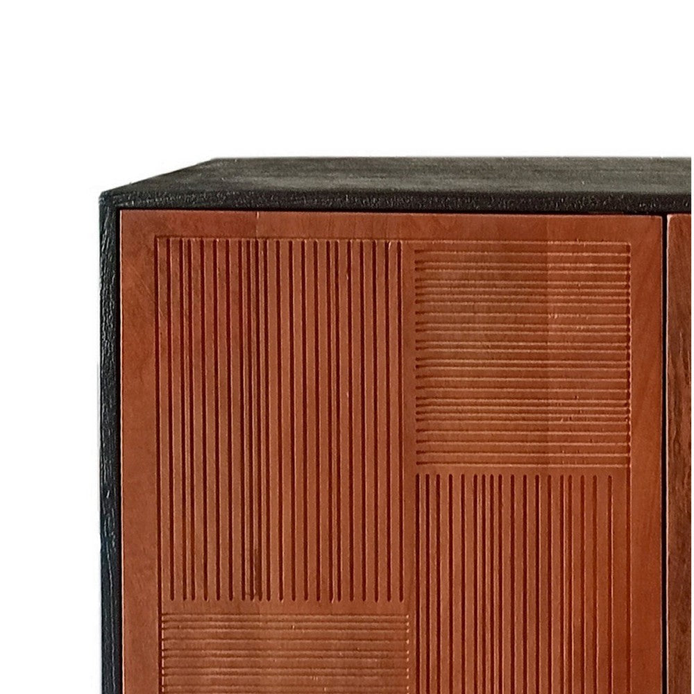 Manie 64 Inch Bar Cabinet with Inner Shelves Mango Wood Walnut Brown By Casagear Home BM309195