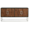 Manie 67 Inch Sideboard Cabinet Console 4 Doors Mango Wood Walnut Brown By Casagear Home BM309196