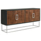 Manie 67 Inch Sideboard Cabinet Console, 4 Doors, Mango Wood, Walnut Brown  By Casagear Home