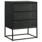 40 Inch Tall  Accent Cabinet with 3 Drawers, Mango Wood and MDF, Black By Casagear Home