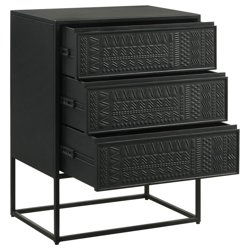 40 Inch Tall Accent Cabinet with 3 Drawers Mango Wood and MDF Black By Casagear Home BM309205