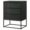 40 Inch Tall Accent Cabinet with 3 Drawers Mango Wood and MDF Black By Casagear Home BM309205