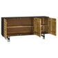 64 Inch Sideboard Cabinet Console with 3 Doors Mango Wood and MDF Brown By Casagear Home BM309206