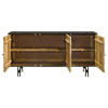 64 Inch Sideboard Cabinet Console with 3 Doors Mango Wood and MDF Brown By Casagear Home BM309206