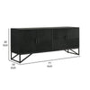 Riz 71 Inch Sideboard Cabinet Console Black Mango Wood Fluted Design By Casagear Home BM309215