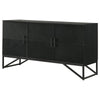 Riz 56 Inch Sideboard Cabinet Console Black Mango Wood Fluted Front By Casagear Home BM309217