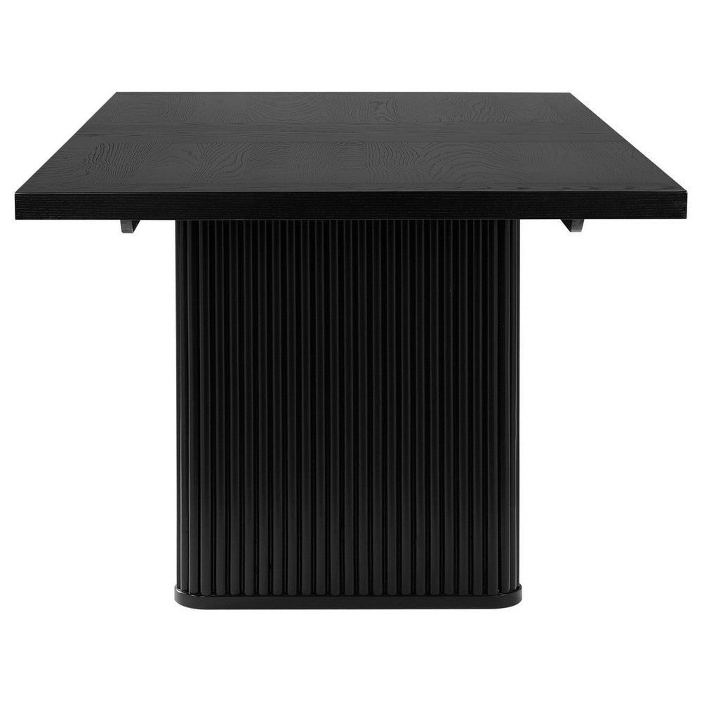 Kinza 84 Inch Dining Table Modern Tambour Design Base Fluted Bars Black By Casagear Home BM309221