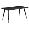 60 Inch Dining Table MDF Tabletop Rounded Metal Legs Brass Accents By Casagear Home BM309224