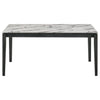 Abi 63 Inch Dining Table 6 Seater Beveled Top Faux Marble Finish Gray By Casagear Home BM309226