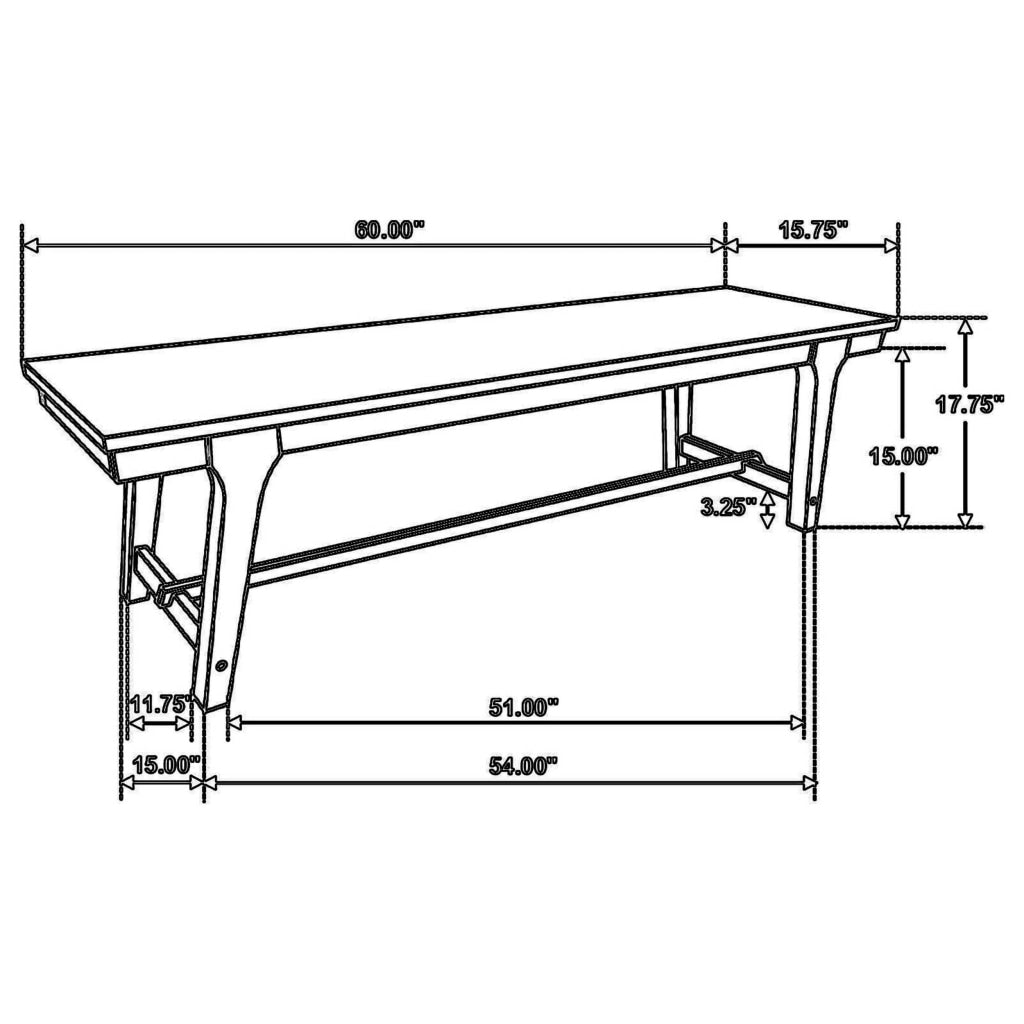 Riza 60 Inch Bench Wire Brushed Asian Hardwood Angled Block Legs Brown By Casagear Home BM309230