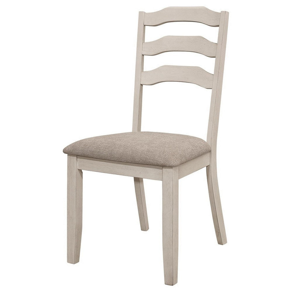 Rina 24 Inch Dining Chair Set of 2 Ladderback Cream Asian Hardwood By Casagear Home BM309232