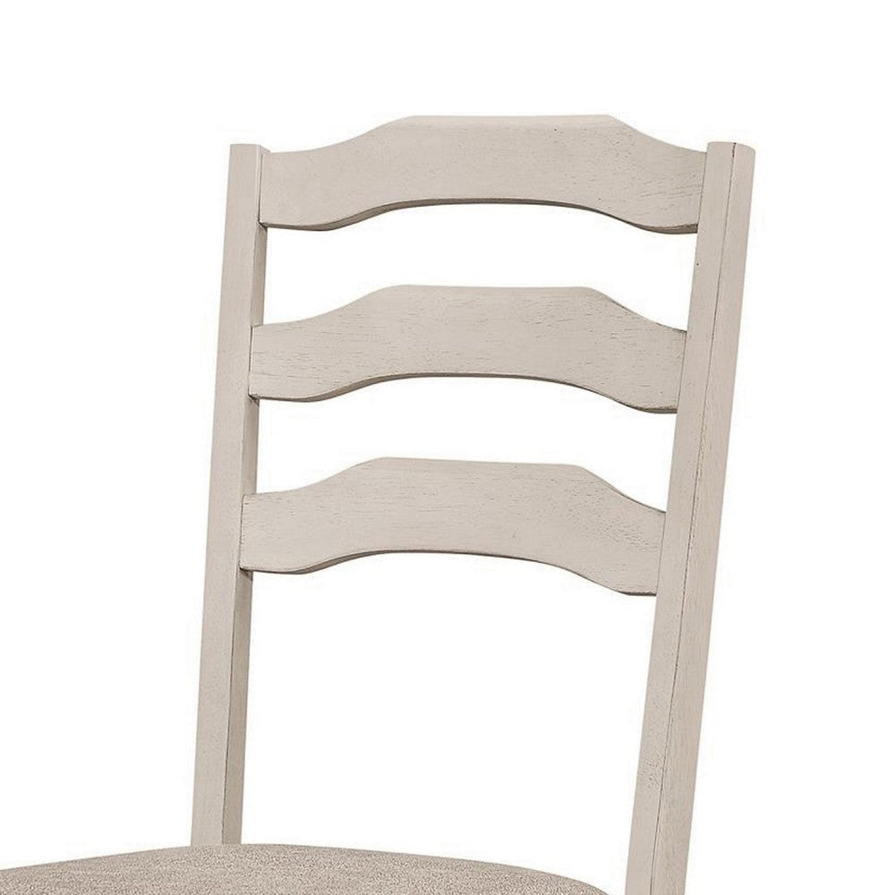 Rina 24 Inch Dining Chair Set of 2 Ladderback Cream Asian Hardwood By Casagear Home BM309232