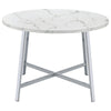 45 Inch Dining Table Faux Carrara Round Marble Top Chrome Metal Legs By Casagear Home BM309242