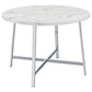 45 Inch Dining Table Faux Carrara Round Marble Top Chrome Metal Legs By Casagear Home BM309242