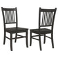 Marissa 22 Inch Dining Chair Set of 2 Slatted Back Black Asian Hardwood By Casagear Home BM309244