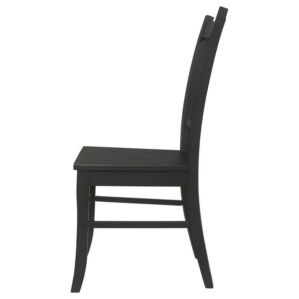 Marissa 22 Inch Dining Chair Set of 2 Slatted Back Black Asian Hardwood By Casagear Home BM309244