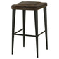 Elsa 30 Inch Bar Stool Set of 2 Hand Dyed Leather Channel Tufted Brown By Casagear Home BM309251