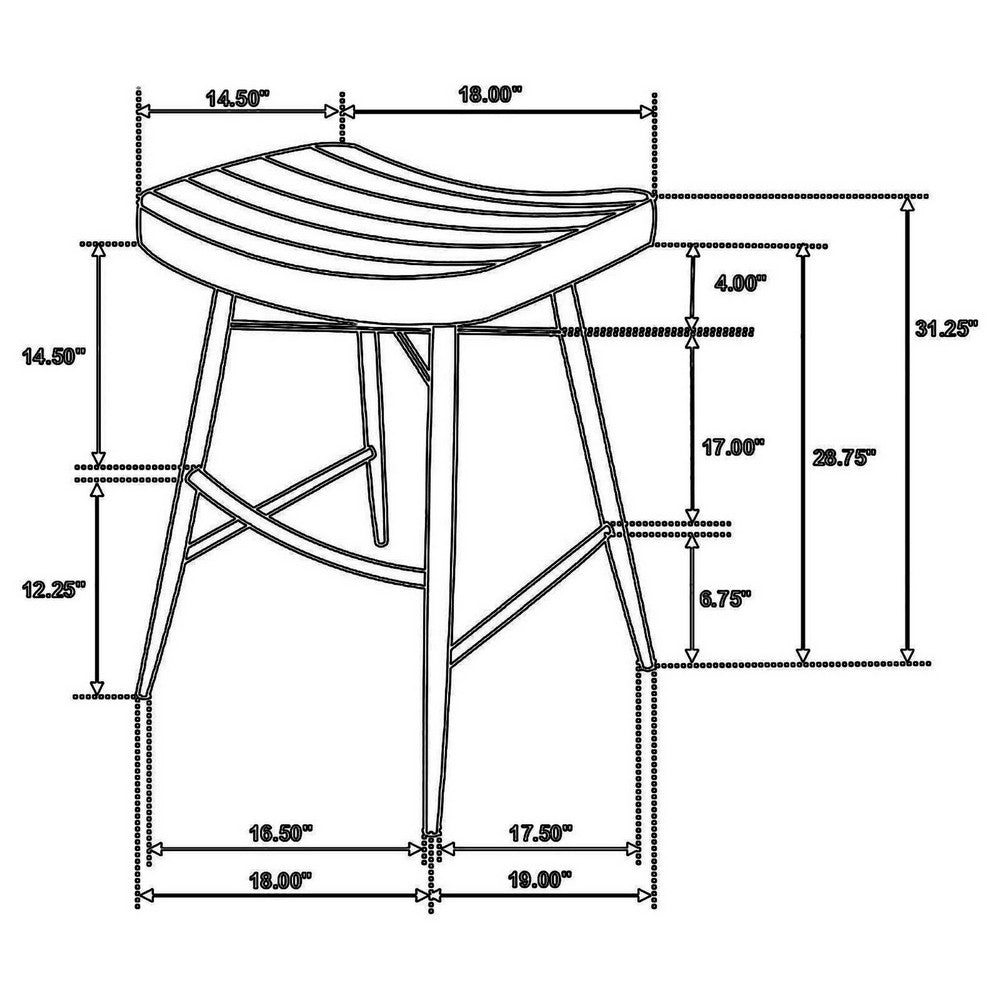 Vini 30 Inch Bar Stool Set of 2 Curved Leather Seat Channel Tufted Brown By Casagear Home BM309253