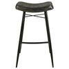 Vini 30 Inch Bar Stool Set of 2 Curved Leather Seat Channel Tufted Black By Casagear Home BM309255