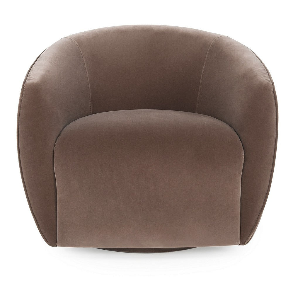 Vila 33 Inch Swivel Accent Chair Barrel Design Cushioned Dusty Brown By Casagear Home BM309273