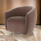 Vila 33 Inch Swivel Accent Chair Barrel Design Cushioned Dusty Brown By Casagear Home BM309273