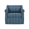 19 Inch Swivel Accent Chair Rolled Armrests Denim Blue and Beige Stripes By Casagear Home BM309279