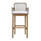 Aok 33 Inch Outdoor Barstool Chair Gray Woven Rope Curved Back Brown Teak By Casagear Home BM309283