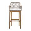 Aok 33 Inch Outdoor Barstool Chair Gray Woven Rope Curved Back Brown Teak By Casagear Home BM309283