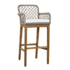 Aok 33 Inch Outdoor Barstool Chair Gray Woven Rope Curved Back Brown Teak By Casagear Home BM309283