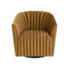 16 Inch Swivel Accent Chair Barrel Shape Channel Tufting Bronze Finish By Casagear Home BM309290