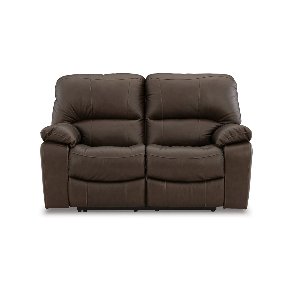 Niy 65 Inch Power Recliner Loveseat Cushioned Dark Brown Leather By Casagear Home BM309300