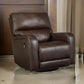 43 Inch Swivel Glider Chair, Manual Recliner, Browned Faux Leather By Casagear Home