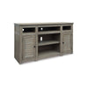 72 Inch TV Media Entertainment Console, Louvered Door Panels, Bisque Finish By Casagear Home