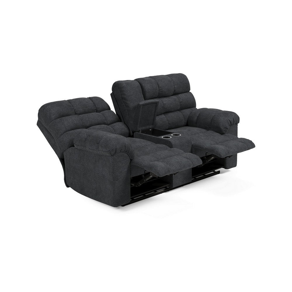 Sub 79 Inch Manual Recliner Loveseat with Center Console Marine Blue By Casagear Home BM309310