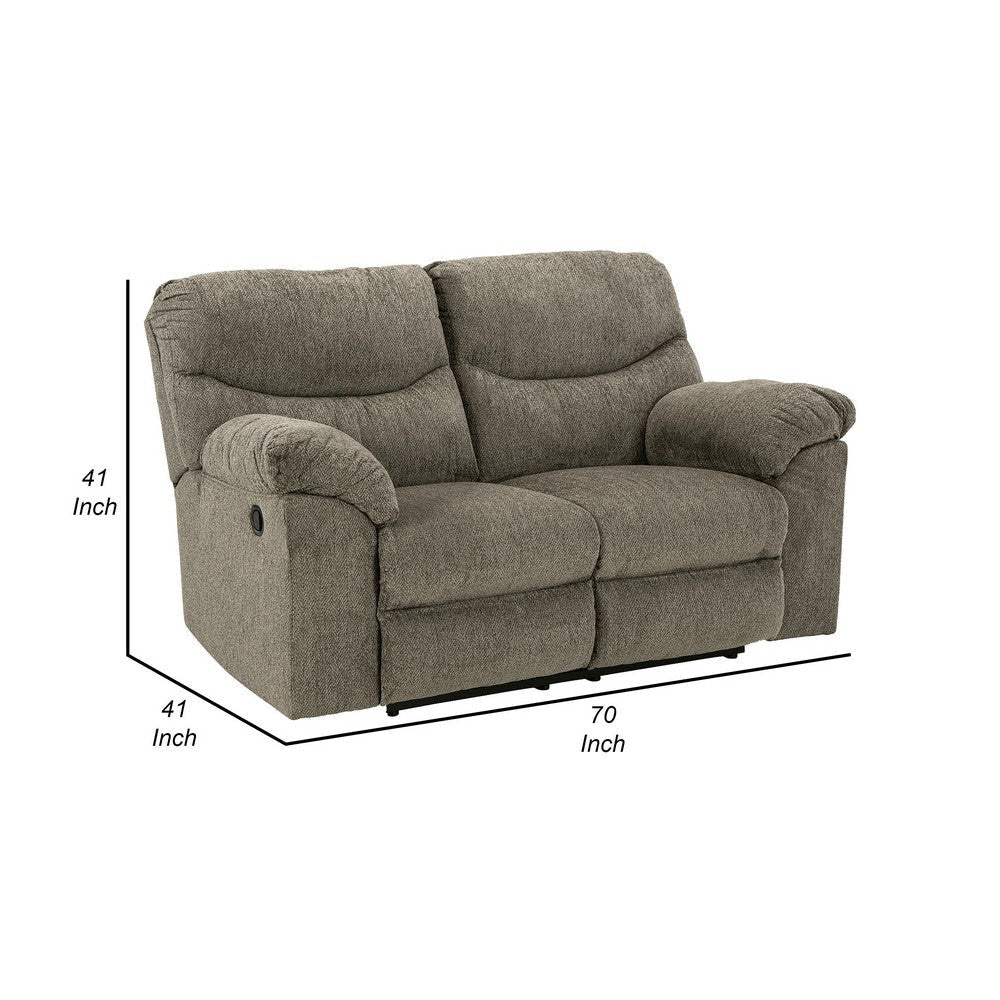 Tul 70 Inch Manual Recliner Loveseat Soft Cushioned Taupe Gray Polyester By Casagear Home BM309311