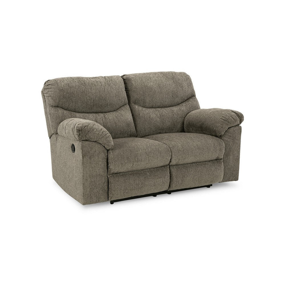 Tul 70 Inch Manual Recliner Loveseat, Soft Cushioned, Taupe Gray Polyester By Casagear Home