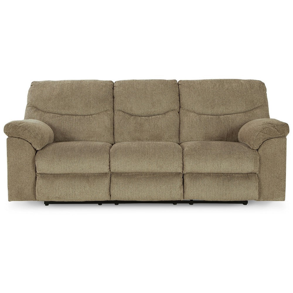 Tul 93 Inch Manual Recliner Sofa Soft Cushioned Beige Brown Polyester By Casagear Home BM309313