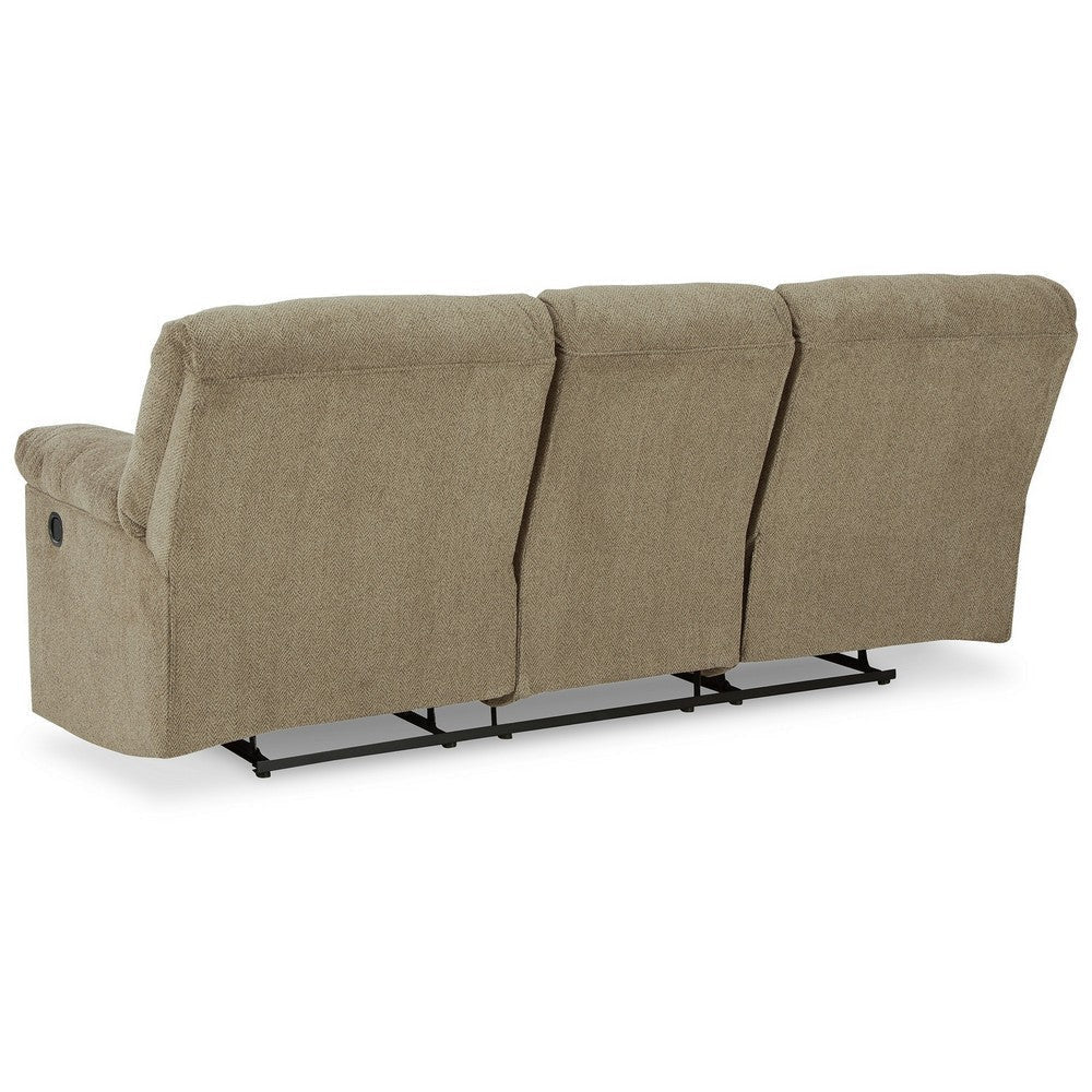 Tul 93 Inch Manual Recliner Sofa Soft Cushioned Beige Brown Polyester By Casagear Home BM309313