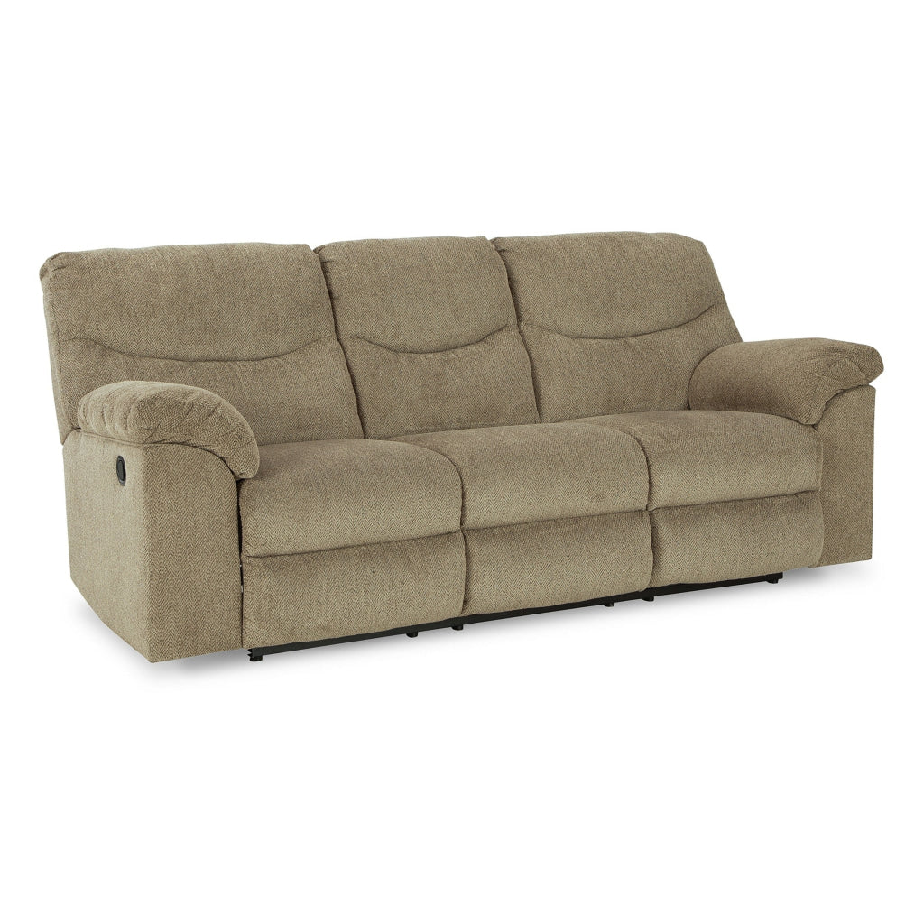 Tul 93 Inch Manual Recliner Sofa, Soft Cushioned, Beige Brown Polyester By Casagear Home